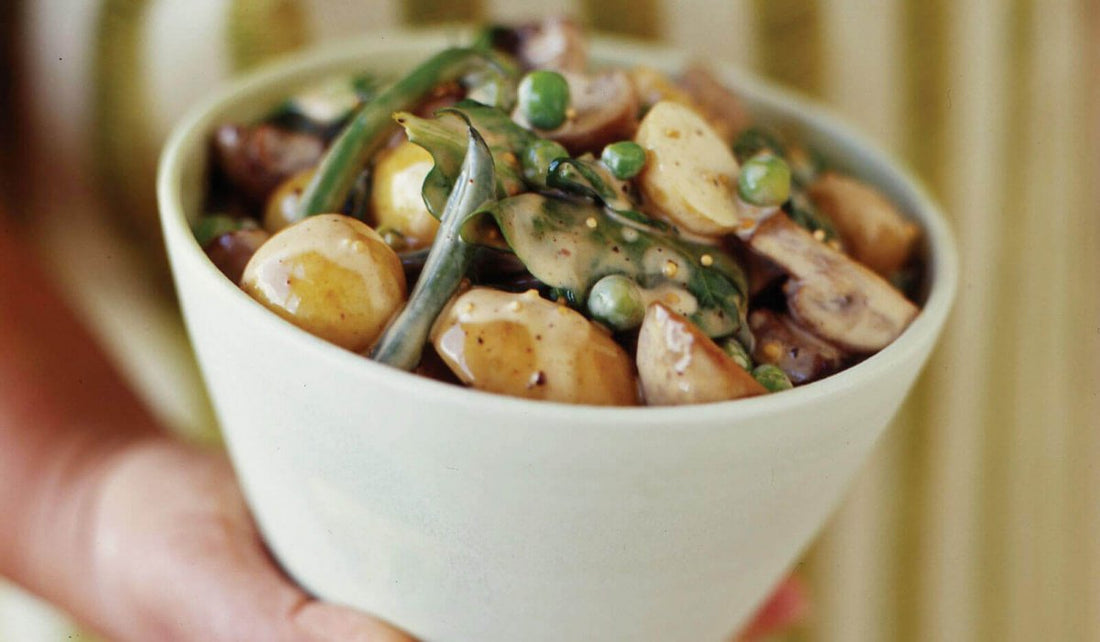 tamarind potato, mushroom and green bean salad